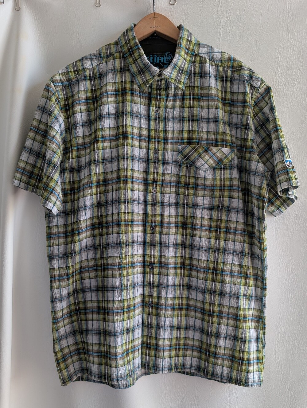 Kuhl Casual Short-Sleeve Plaid Shirt Green/White - XL